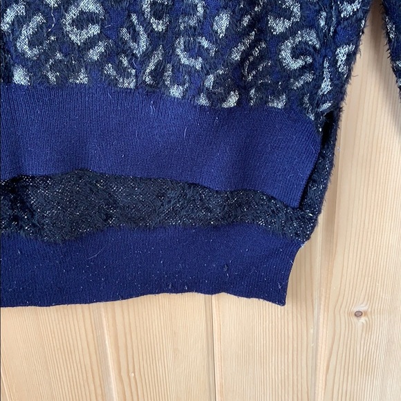 Zara Knit Navy and Gold Leopard Print Sweater - Picture 5 of 7